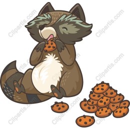 Whimsical Raccoon with Cookie