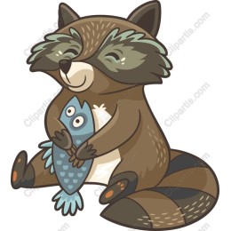 Charming Raccoon with Fish