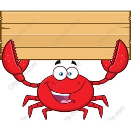 Cheerful Crab Holding Sign
