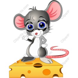 Charming Cartoon Mouse on Cheese