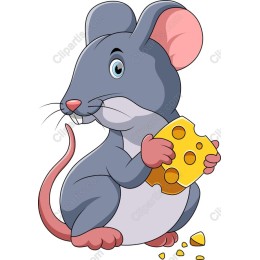 Charming Cartoon Mouse with Cheese