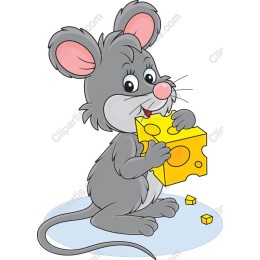 Cute Cartoon Mouse with Cheese