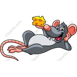 Cheerful Cartoon Rat with Cheese