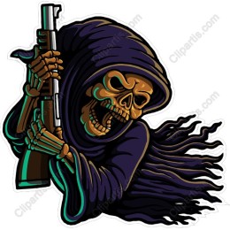Cloaked Skeleton Holding Rifle