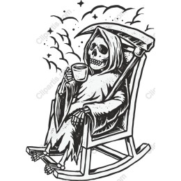 Eerie Skeleton with Coffee