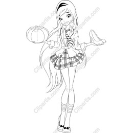 Whimsical Girl with Pumpkin and Shoe