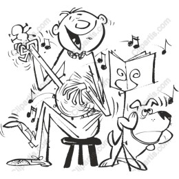 Joyful Musician and Dog