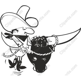 Cowboy Lassoing Bull