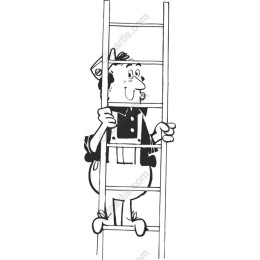 Cheerful Handyman on Ladder