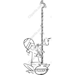 Playful Horn-Blowing Character