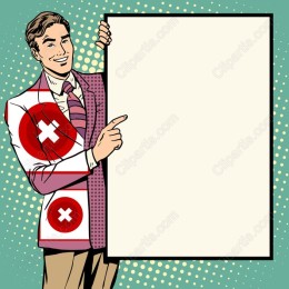 Retro Confident Man Holding Blank Sign