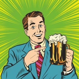 Cheerful Retro Beer Enthusiast