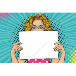 Retro Pop Art of a Woman with Blank Sign