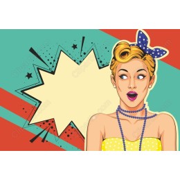 Retro Pop Art Woman with Text Space