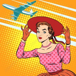 Vintage Glamour Retro with Airplane