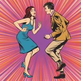 Dynamic Retro Dance Couple