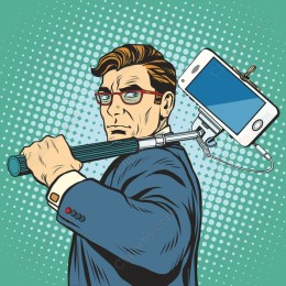 Confident Man with Selfie Stick