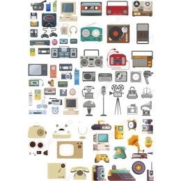 Retro Technology Cliparts Set