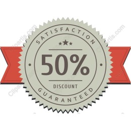 50% Discount Satisfaction Guaranteed Badge