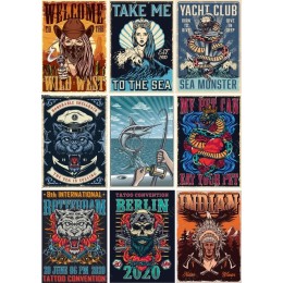  Collection of Themed - Tattoo & Maritime Clipart Set