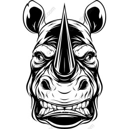 Rhinoceros Head in Black and White