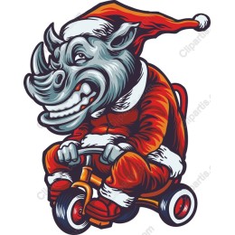 Whimsical Santa Rhino Riding Tricycle