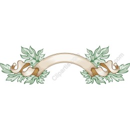 Vintage Decorative Banner with Leaves and Ribbon