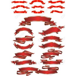 Premium Red Ribbon Clipart Set