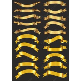 Gold Ribbon Clipart Bundle