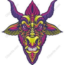 Vibrant Mythical Goat Head