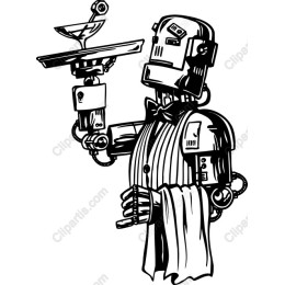 Charming Robot Butler - Cocktail Serving Clipart