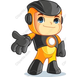 Cheerful Orange and Black Character