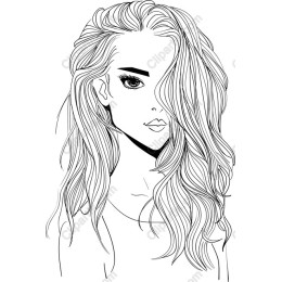 Fashionable Woman Line Art