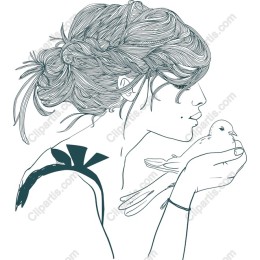 Whisper of Freedom - Elegant Woman with Bird