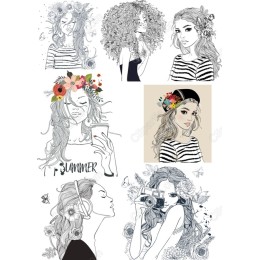  Elegance: Floral Female Portrait Clipart Bundle