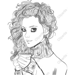Stylish Young Woman with Cup