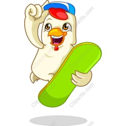 Cheerful Skateboarding Chicken