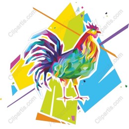 Colorful Polygonal Rooster