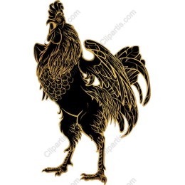 Majestic Rooster in Black and Gold