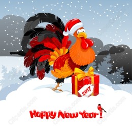 Cheerful New Year Rooster