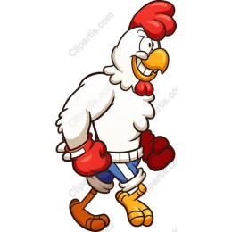 Muscular Cartoon Chicken Boxer