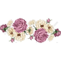 Elegant Floral with Purple Roses and Cream Flowers