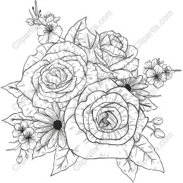 Elegant Hand-Drawn Floral Bouquet