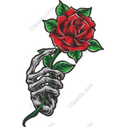 Skeleton Hand Holding Rose