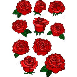 Red Rose Bundle - Clipart Set