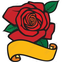Red Rose with Yellow Banner