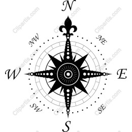 Elegant Black and White Compass Clipart