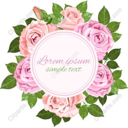 Floral Wreath - Pink Roses and Green Leaves