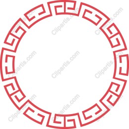 Elegant Red Circular Border - Greek Key