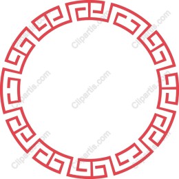 Geometric Red Greek Key Circular